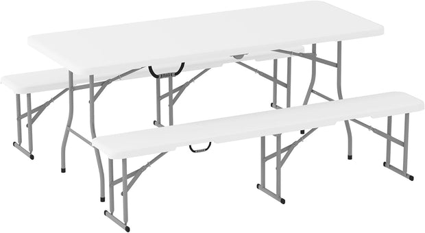 Outsunny Folding Portable Garden Table with Benches