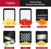 Vegetable Chopper Cutter Mandoline Slicer Cheese Grater - Food Onion Salad Veggie Chopper with Container - French Fry Potato Dicer Slicer Cutter - Kitchen Tools Gadgets (6-in-1)