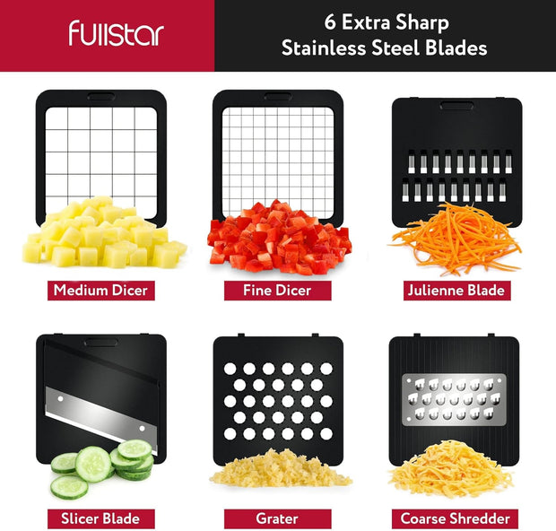Vegetable Chopper Cutter Mandoline Slicer Cheese Grater - Food Onion Salad Veggie Chopper with Container - French Fry Potato Dicer Slicer Cutter - Kitchen Tools Gadgets (6-in-1)
