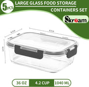 Skroam 36OZ Glass Food Storage