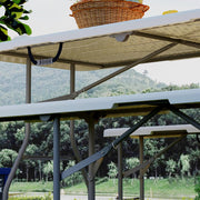 Outsunny Folding Portable Garden Table with Benches