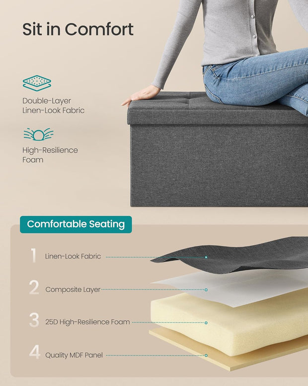 Folding Storage Footstool – Versatile Ottoman & Storage