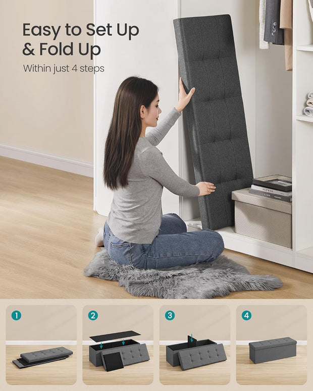 Folding Storage Footstool – Versatile Ottoman & Storage