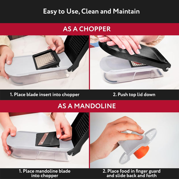 Vegetable Chopper Cutter Mandoline Slicer Cheese Grater - Food Onion Salad Veggie Chopper with Container - French Fry Potato Dicer Slicer Cutter - Kitchen Tools Gadgets (6-in-1)