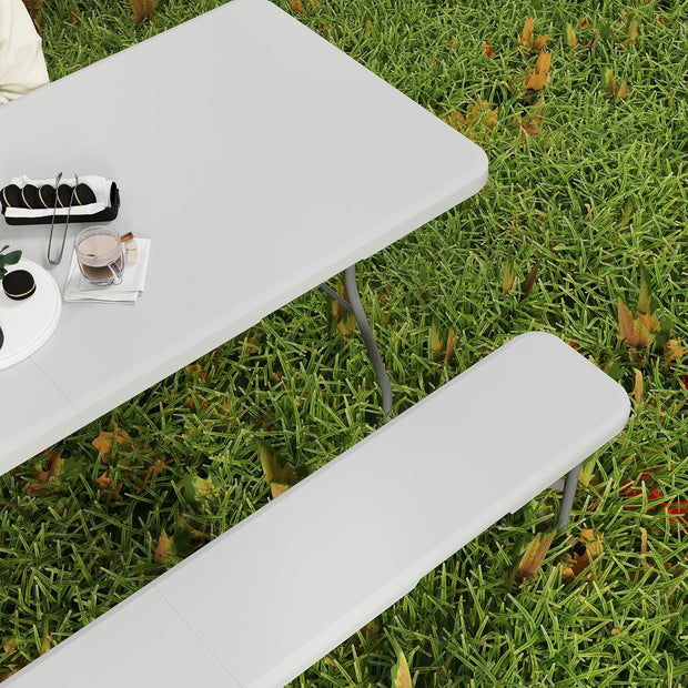 Outsunny Folding Portable Garden Table with Benches
