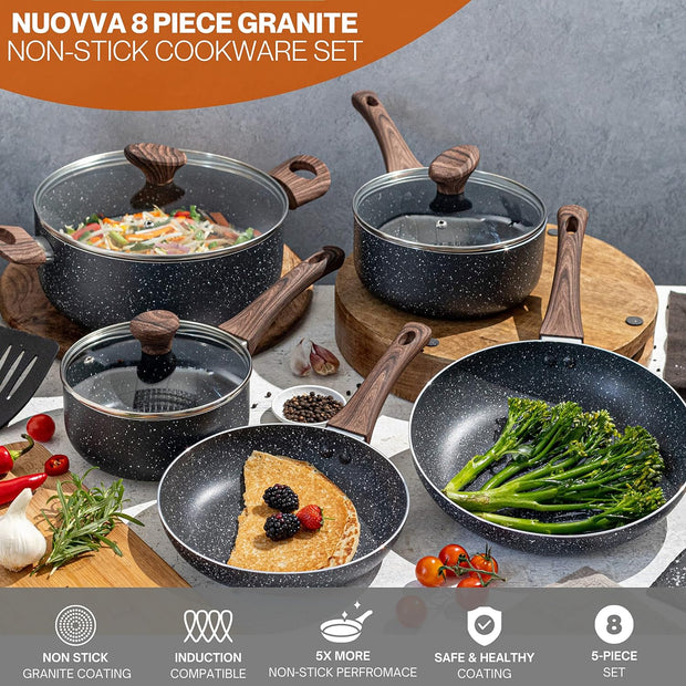 Non-Stick Marble Pots & Pans Set – Pro-Grade Cookware