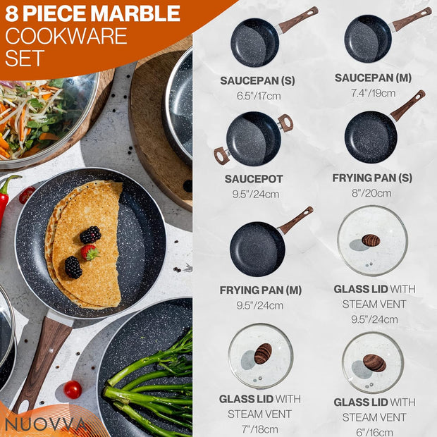 Non-Stick Marble Pots & Pans Set – Pro-Grade Cookware