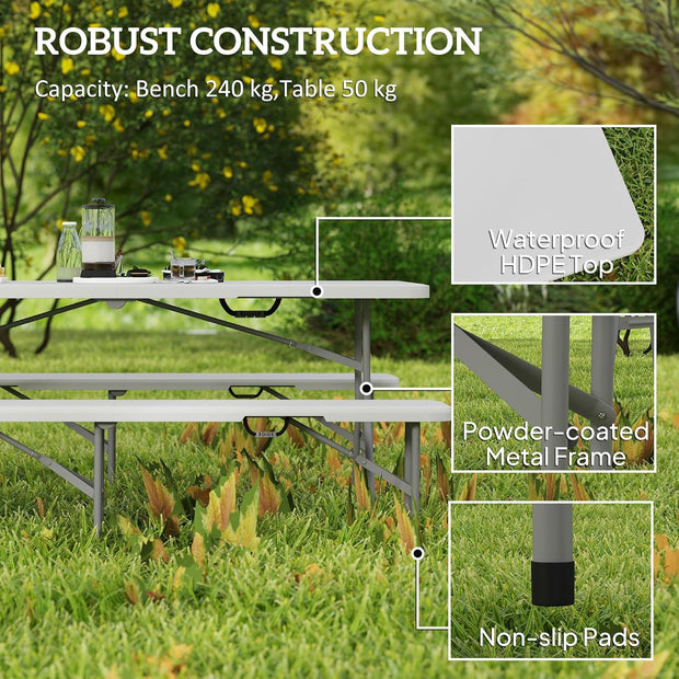 Outsunny Folding Portable Garden Table with Benches
