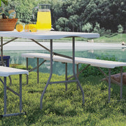 Outsunny Folding Portable Garden Table with Benches