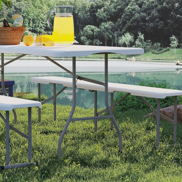 Outsunny Folding Portable Garden Table with Benches