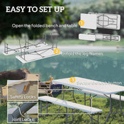 Outsunny Folding Portable Garden Table with Benches