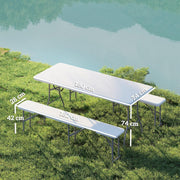 Outsunny Folding Portable Garden Table with Benches