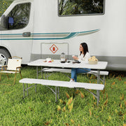 Outsunny Folding Portable Garden Table with Benches